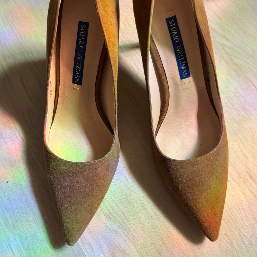 Stuart Weitzman Tan Suede Pointed Heels